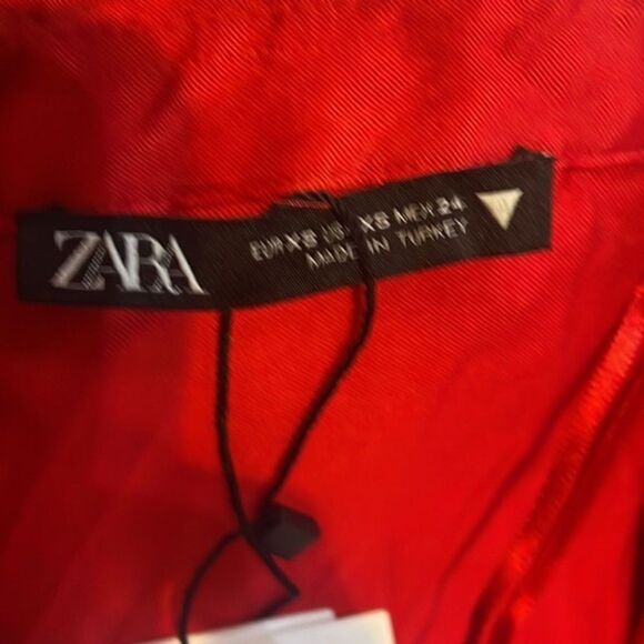 (C1) ZARA Blogger Red Satin Effect Draped Dress 4688/303. size xs - Picture 7 of 8